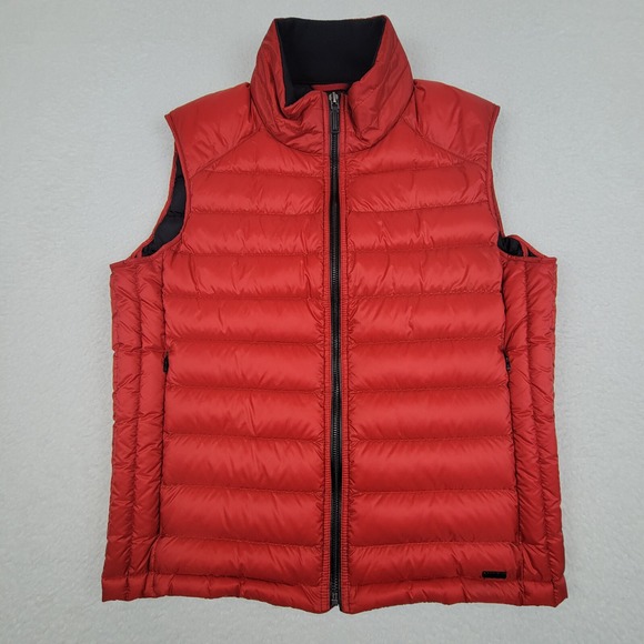 Hugo Hugo Boss European Duck Feather Down Puffer Vest Mens Medium M Red Full Zip - Picture 1 of 11